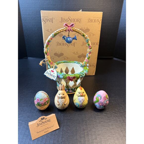 Jim Shore Heartwood Creek 2012 Basket Full Of Surprises Bunny Chick Eggs Easter - Picture 1 of 16